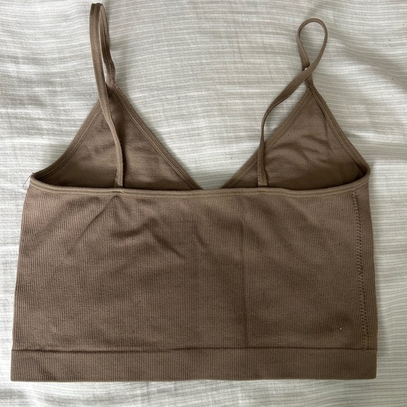 Red & Beige Ribbed Crop Top - Picture 6 of 6